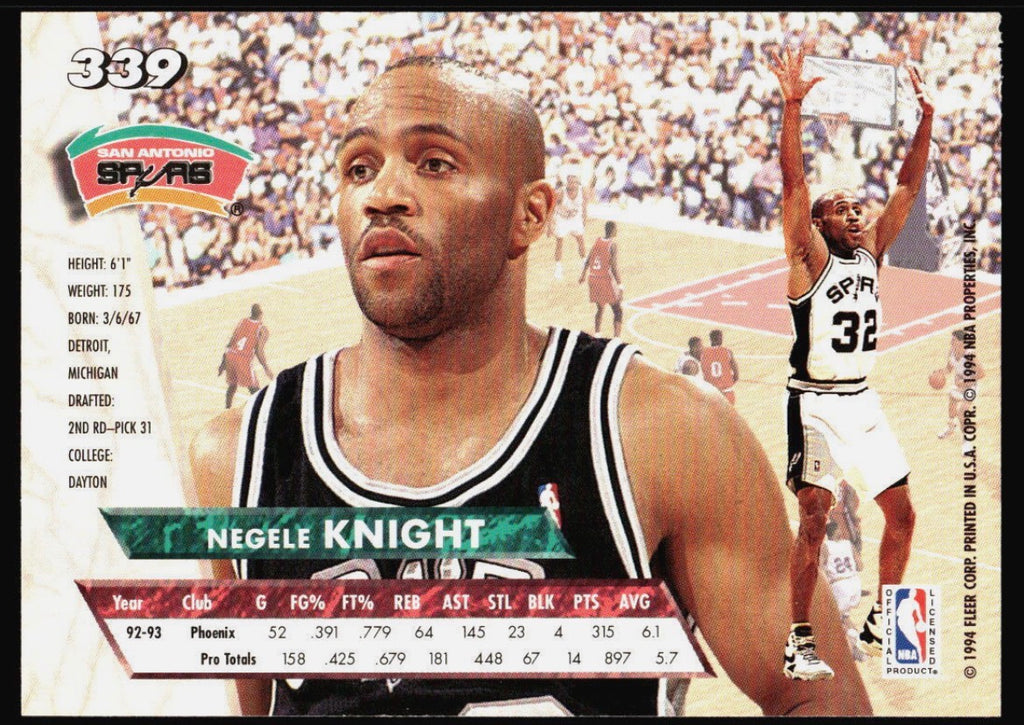 1993-94 ULTRA NEGELE KNIGHT SAN ANTONIO SPURS #339