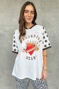 By Frankie - V Neck Wondering Hearts Oversized Tee (S)