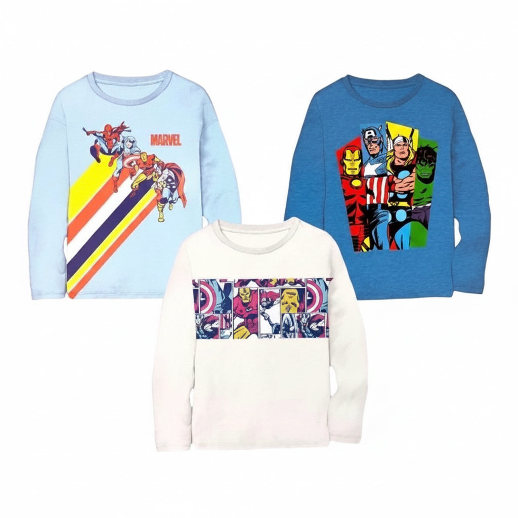 Marvel - 3-Pack Kids Long Sleeve Tees (7Y)
