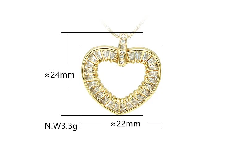 18K Yellow Gold Plated Simulated Diamond Heart Necklace