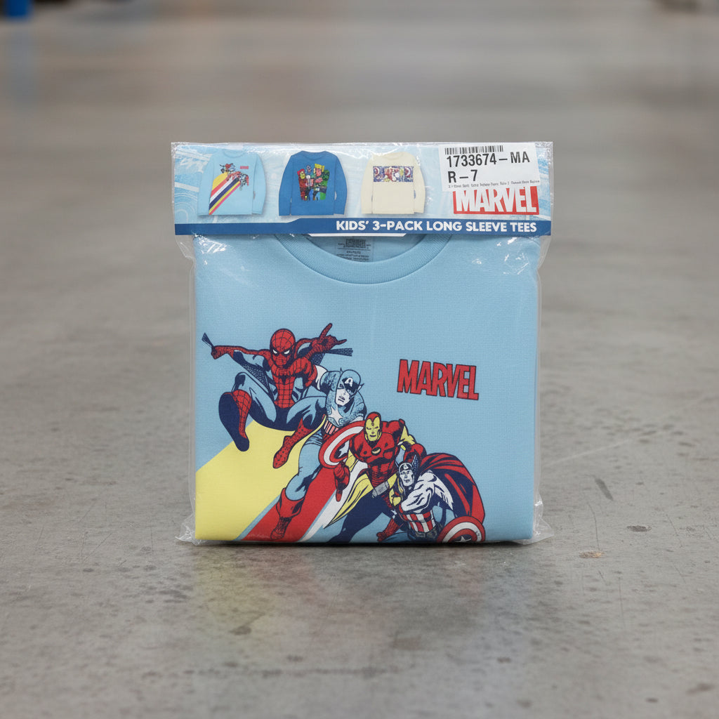 Marvel - 3-Pack Kids Long Sleeve Tees (7Y)