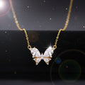 18K Yellow Gold Plated Simulated Diamond Butterfly Necklace