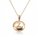 Yellow Gold Plated Pendant Necklace Initial Letter `Z` Charm  Adorned with Cubic Zirconia