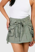 boohoo - Petite Cargo Tie Waist Washed Mini Skirt (14)