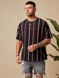 Manfinity - VCAY Plus Block Striped & Letter Graphic Tee (3XL)