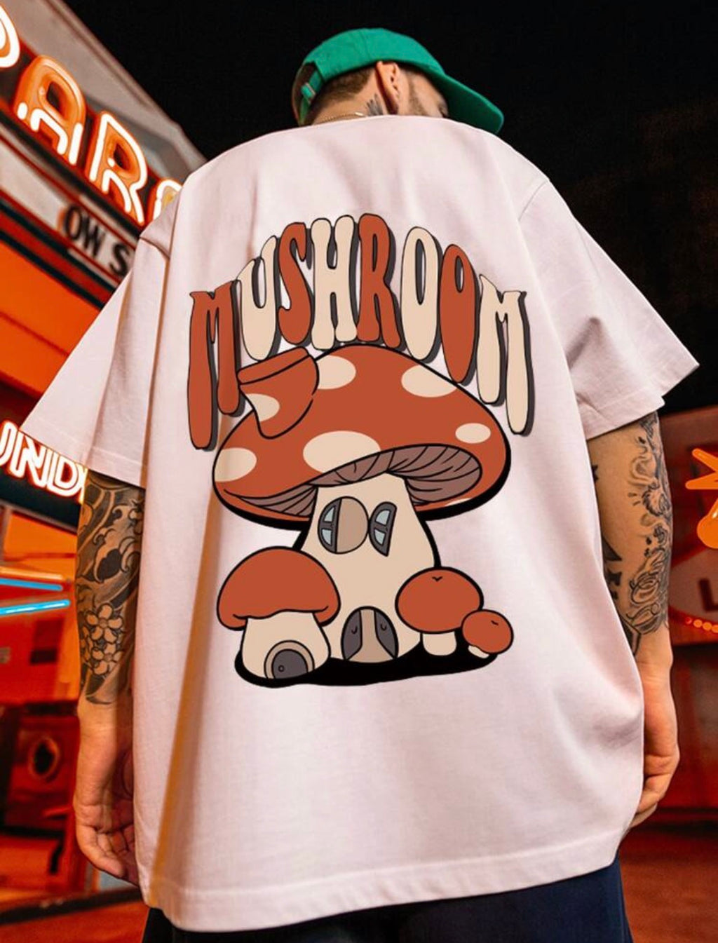 Shein - Mushroom Cartoon & Letters Loose Fit Tee (2XL)