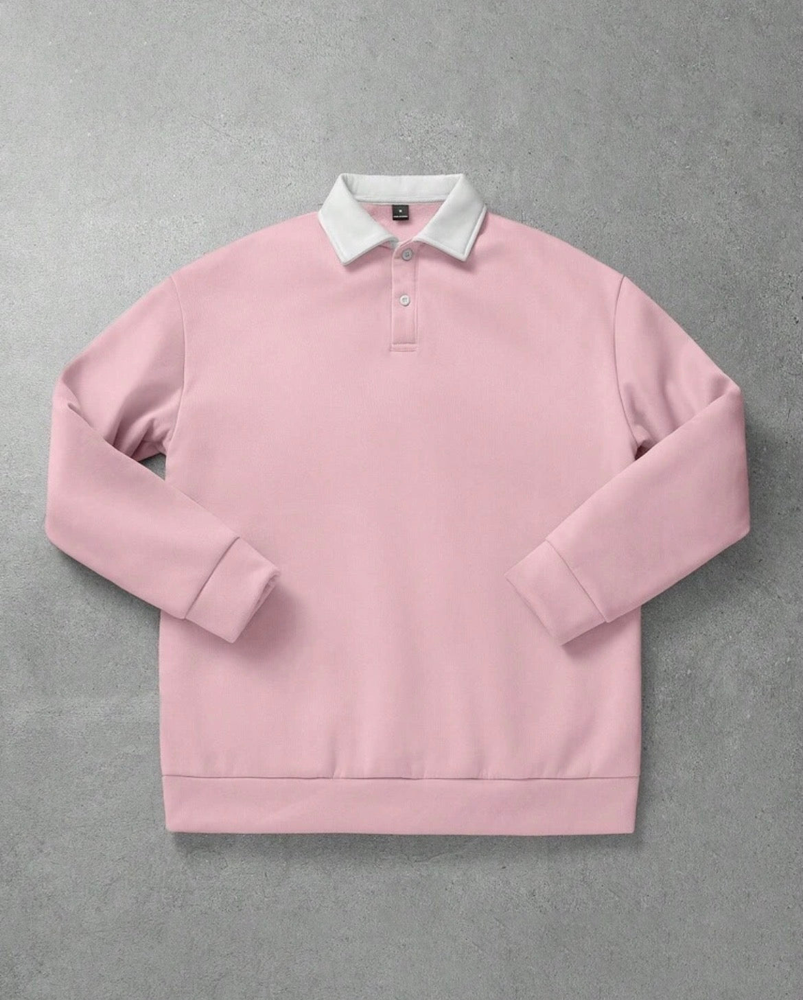 Manfinity - Homme Loose Fit Polo Collar Long Sleeve Sweatshirt (2XL)