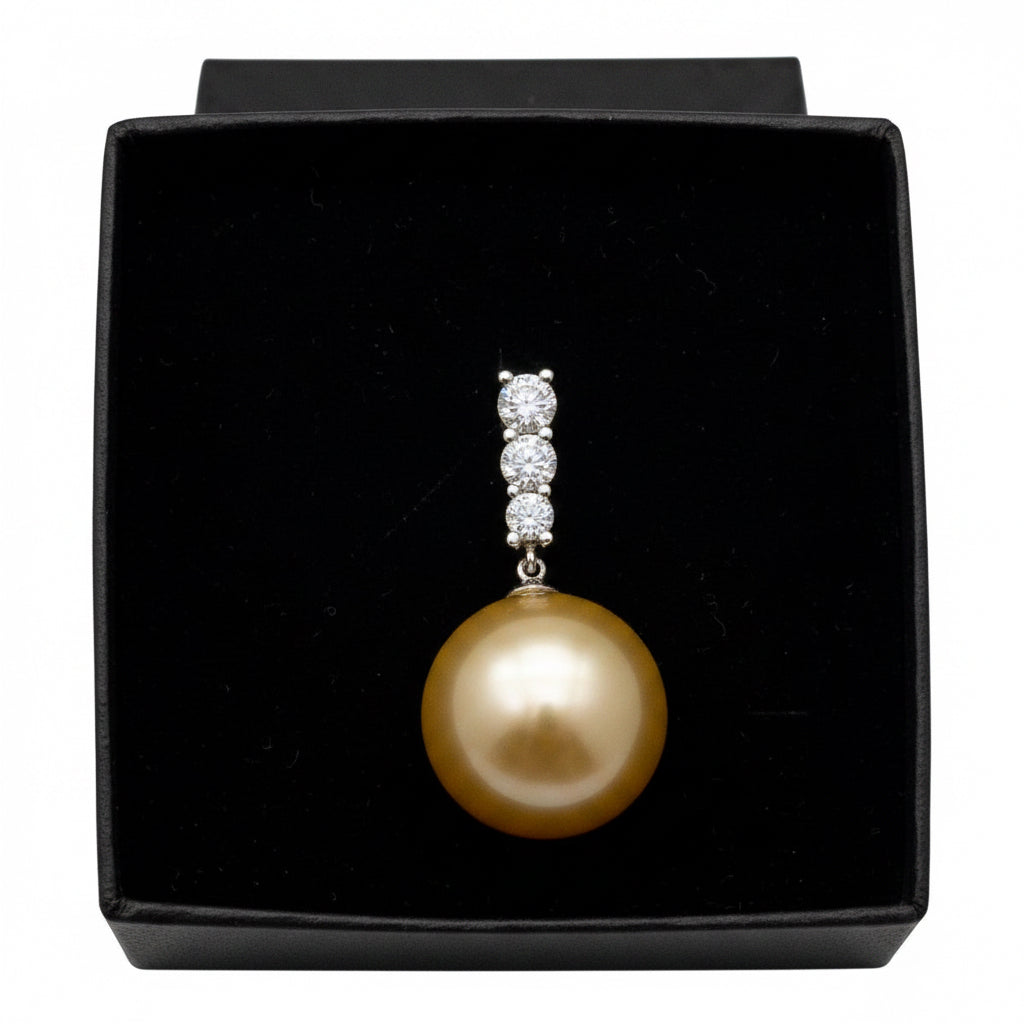 14CT White Gold - South Sea Pearl & Diamond Pendant