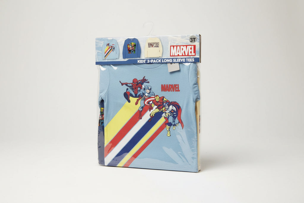 Marvel - 3-Pack Kids Long Sleeve Tees (7Y)