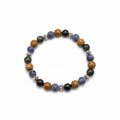8mm Dark Green Peridot, Wood Lace & Black Vein Agate Gemstone Bracelet