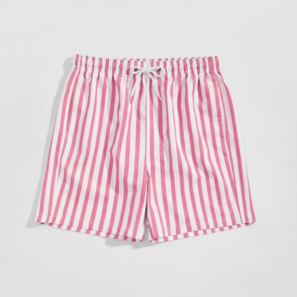Shein - Striped Print Drawstring Swim Board Shorts (L)