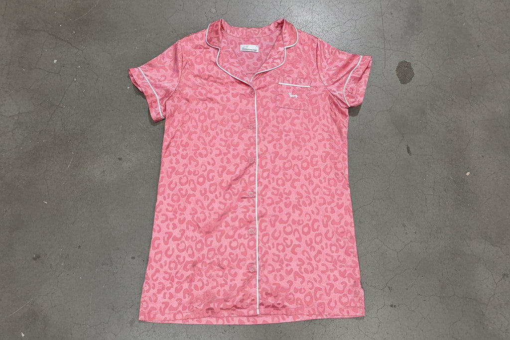 Peter Alexander - Plus Peach Leopard Chic Satin PJ Top (L)