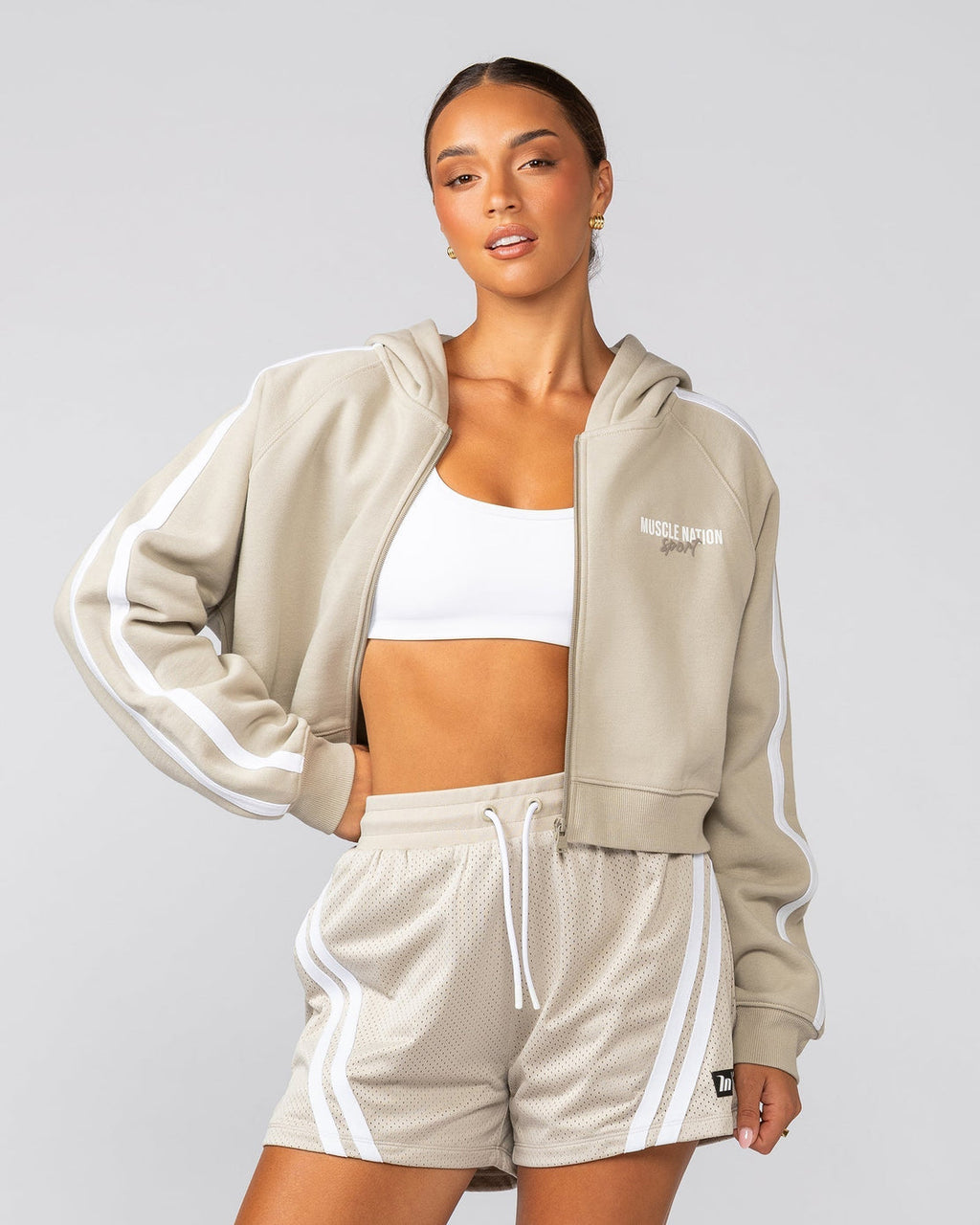 Muscle Nation - Recoup Cropped Zip Up Hoodie (M)