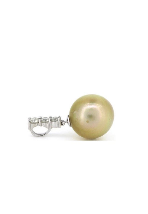 14CT White Gold - South Sea Pearl & Diamond Pendant