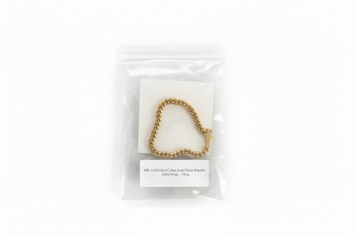 18K Gold-Filled Cuban Link Chain Bracelet - 6mm Wide 19cm