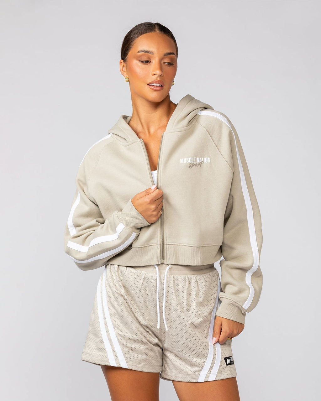 Muscle Nation - Recoup Cropped Zip Up Hoodie (M)