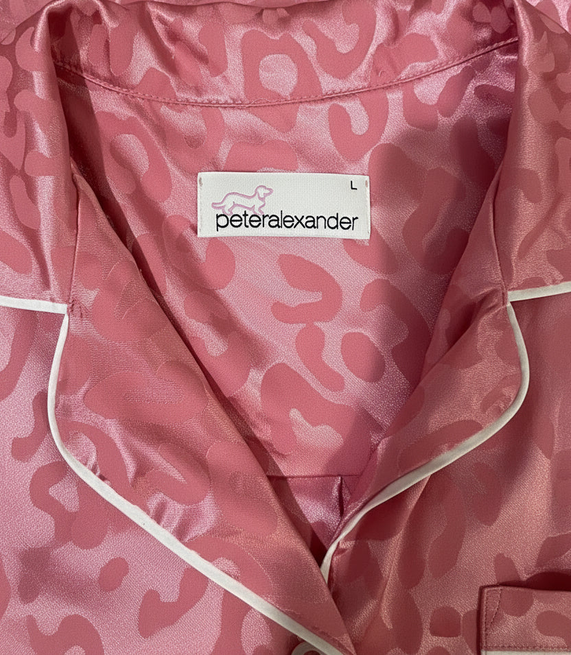 Peter Alexander - Plus Peach Leopard Chic Satin PJ Top (L)