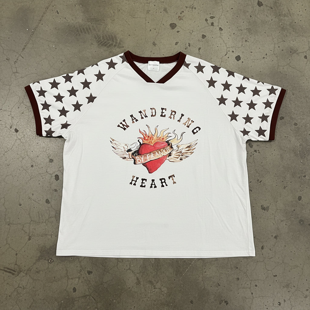 By Frankie - V Neck Wondering Hearts Oversized Tee (S)