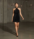 Shein - Solid Cross Halter Neck Backless Dress (S)